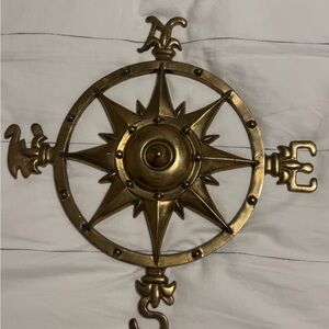 Vintage Brass Style Nautical Compass Wall Decor